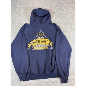Vintage 90s Michigan Wolverines Hoodie Mens XL Blue Collegiate NCAA Sportswear
